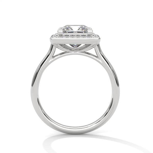 Princess Cut Halo Lab Grown Diamond Gold Ring