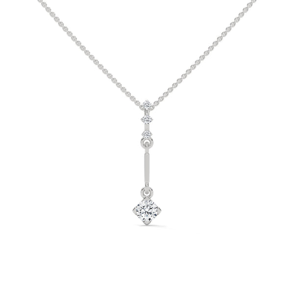 A sleek cascade of gold and diamonds, the Celestial Drop Diamond Pendant offers minimalist elegance with a cosmic sparkle.