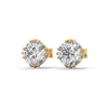 Round cut Lab Grown Diamond 8-Prong Gold Stud Earrings
