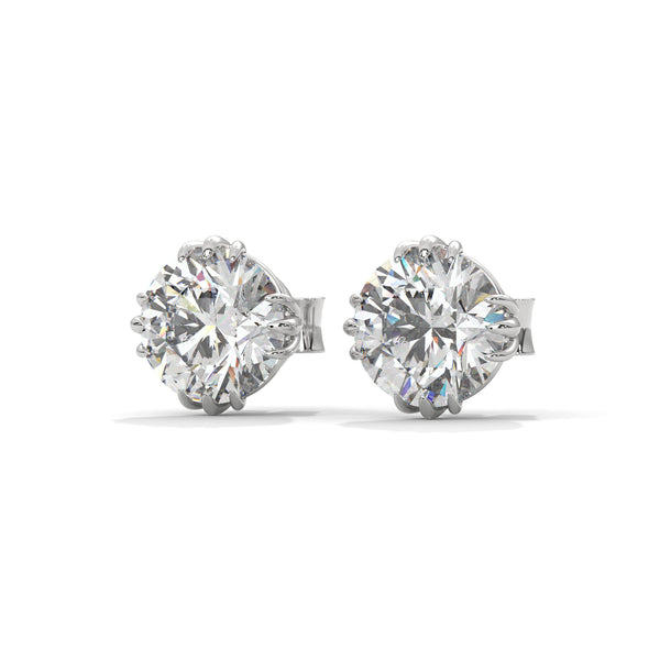 Round cut Lab Grown Diamond 8-Prong Gold Stud Earrings