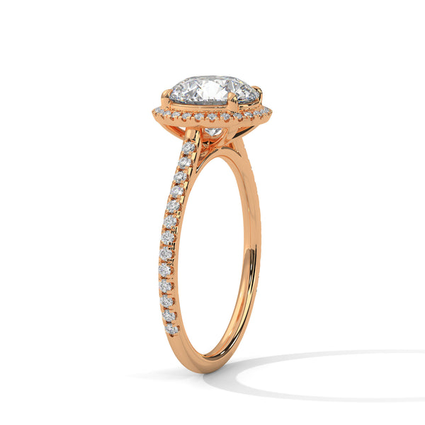 Round Lab Grown Diamond Gold Ring Pave Perfection in a Timeless Halo Design