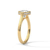 Round Cut Lab Grown Diamond Bezel Halo Gold Ring