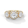 “Celebrate everlasting love with a three-stonehalo diamond ring that shines with brilliant sparkle, luxury craftsmanship, and timeless elegance.”