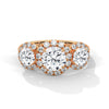 “Celebrate everlasting love with a three-stonehalo diamond ring that shines with brilliant sparkle, luxury craftsmanship, and timeless elegance.”