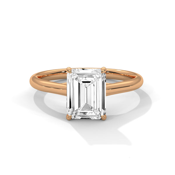 A sleek and sophisticated emerald-cut lab-grown diamond solitaire — where clarity meets minimalist allure.