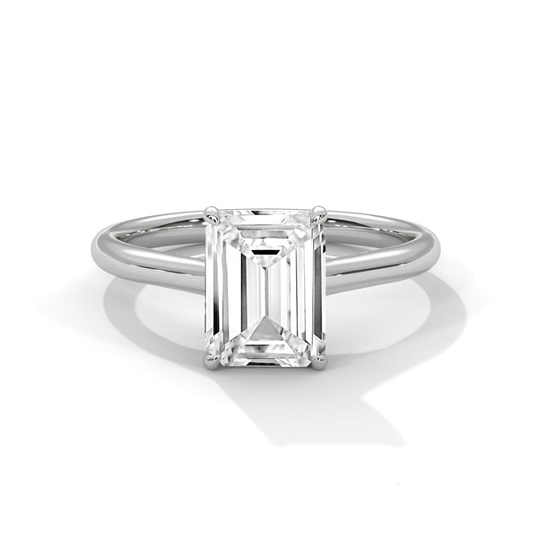 A sleek and sophisticated emerald-cut lab-grown diamond solitaire — where clarity meets minimalist allure.