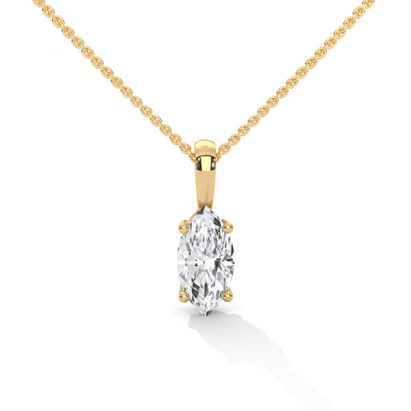 Marquise Cut Lab Grown Diamond Gold Pendant Chain