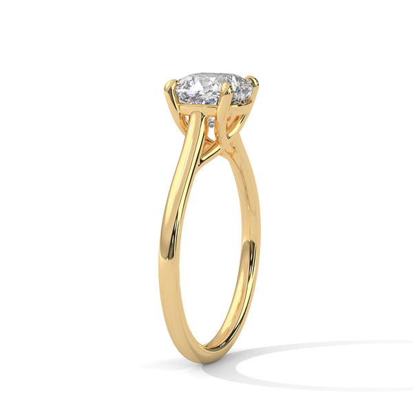 Graceful Radiance Cushion Cut Lab Grown Diamond Gold Solitaire Ring