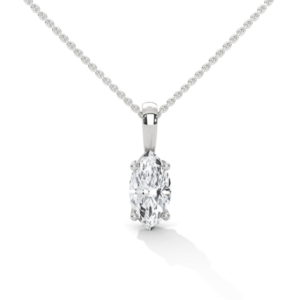 Marquise Cut Lab Grown Diamond Gold Pendant Chain