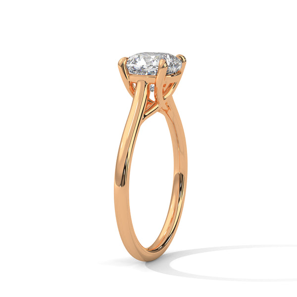 Graceful Radiance Cushion Cut Lab Grown Diamond Gold Solitaire Ring