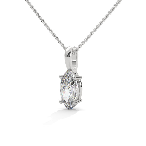 Marquise Cut Lab Grown Diamond Gold Pendant Chain