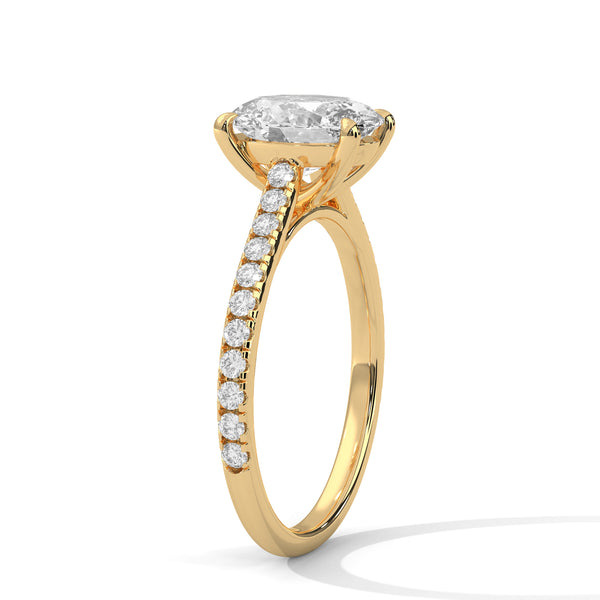 Oval Cut Lab Grown Diamond Gold Engagement Ring