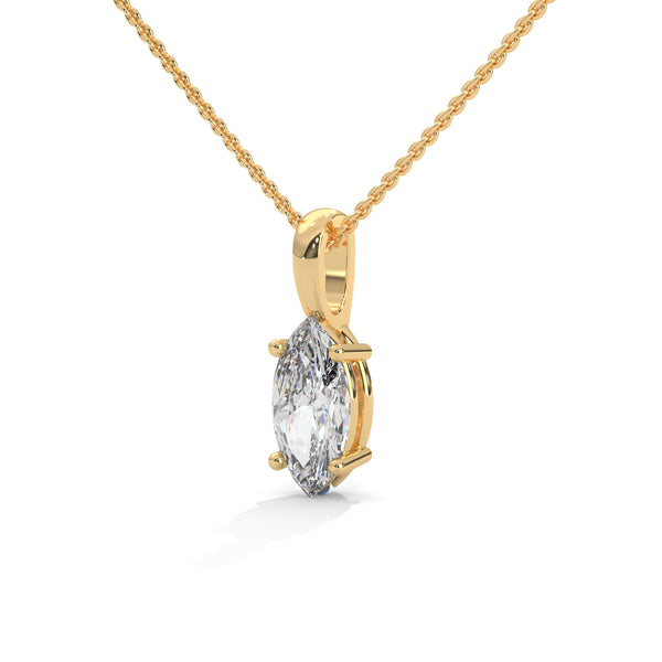 Marquise Cut Lab Grown Diamond Gold Pendant Chain