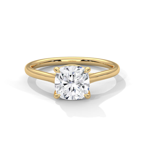 Graceful Radiance Cushion Cut Lab Grown Diamond Gold Solitaire Ring