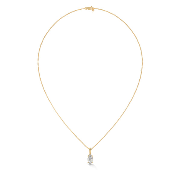 Marquise Cut Lab Grown Diamond Gold Pendant Chain