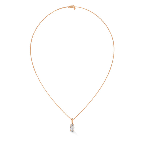 Marquise Cut Lab Grown Diamond Gold Pendant Chain