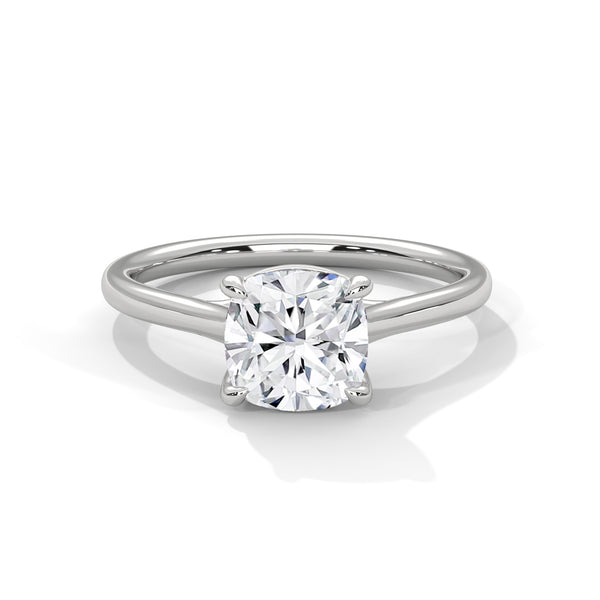 Graceful Radiance Cushion Cut Lab Grown Diamond Gold Solitaire Ring