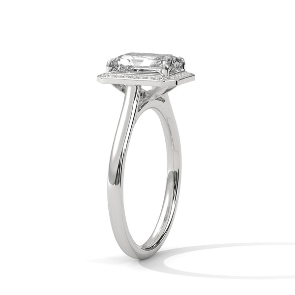 Emerald Cut Lab Grown Diamond Halo Gold Ring