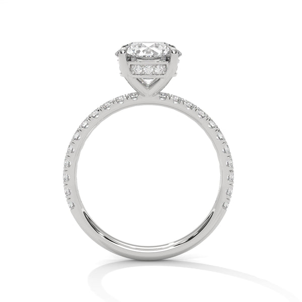 Round Pave Lab Grown Diamond Gold Ring