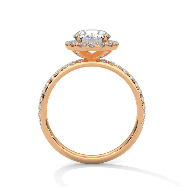 A brilliant round lab-grown diamond encircled by a halo of sparkle — timeless beauty with radiant allure.