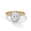 An elegant oval lab-grown diamond encased in a radiant halo — graceful, elongated beauty that sparkles endlessly.