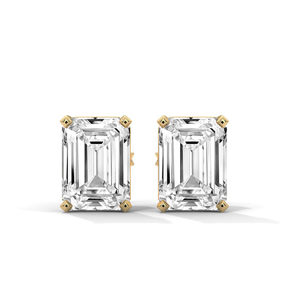Emerald Cut Lab Grown Diamond Gold Earrings