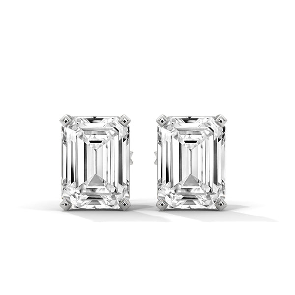 Emerald Cut Lab Grown Diamond Gold Earrings
