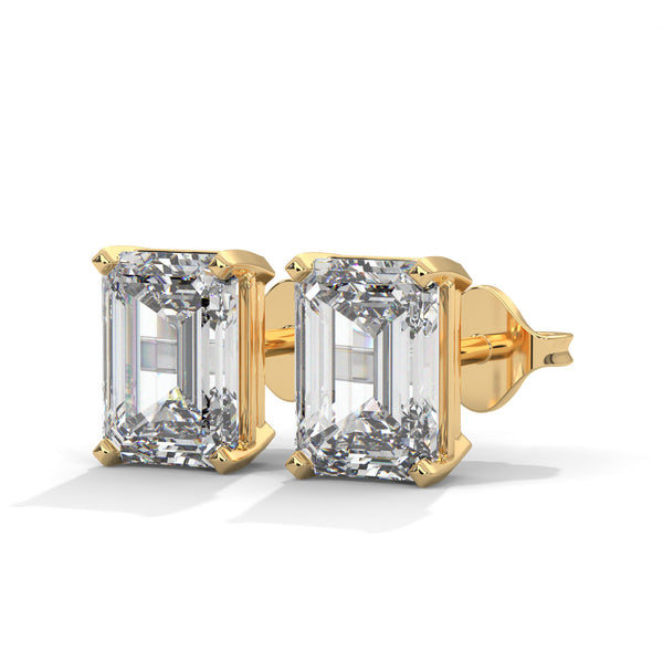 Emerald Cut Lab Grown Diamond Gold Earrings