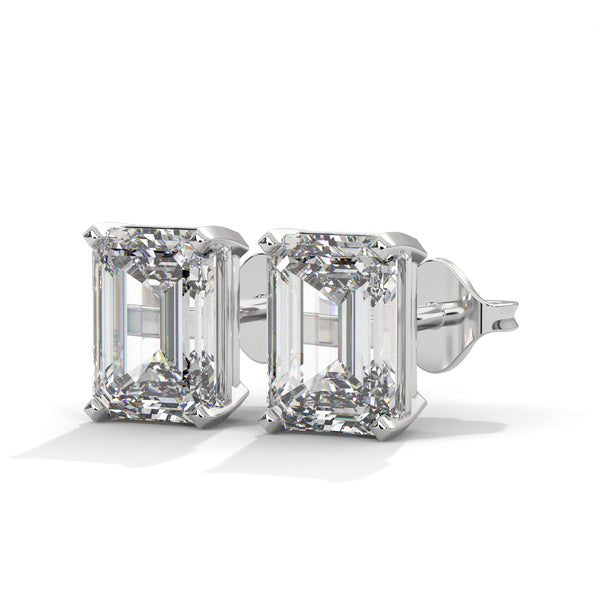 Emerald Cut Lab Grown Diamond Gold Earrings