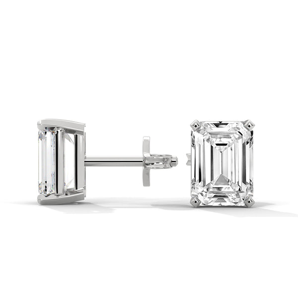 Emerald Cut Lab Grown Diamond Gold Earrings
