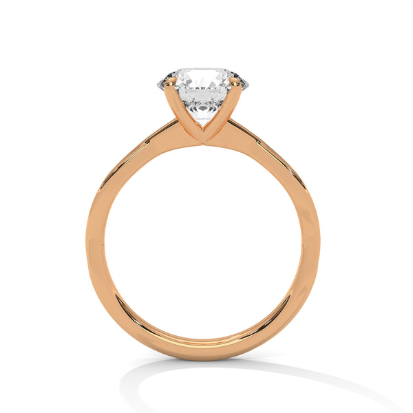 Twist Solitaire Round Cut Lab Grown Diamond Gold Ring