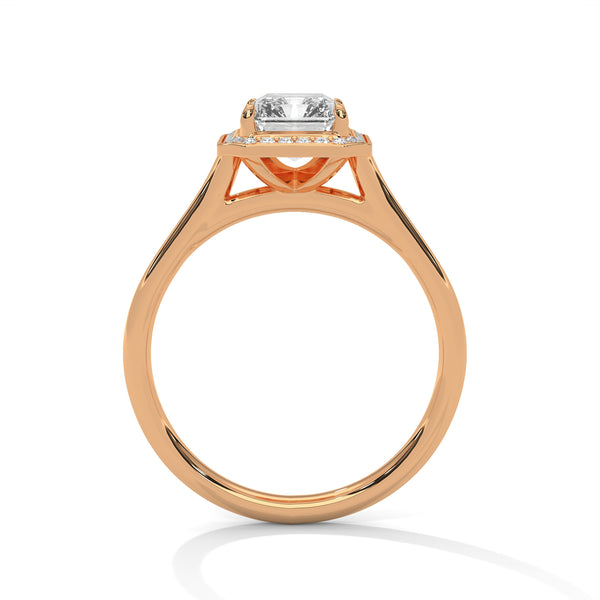 Emerald Cut Lab Grown Diamond Halo Gold Ring