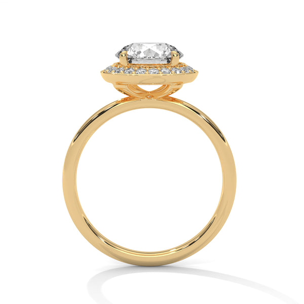 “Celestial Halo Ring—round-cut brilliance, radiant halo sparkle, and white-gold elegance crafted to symbolize everlasting love, timeless beauty, and unforgettable engagements.”