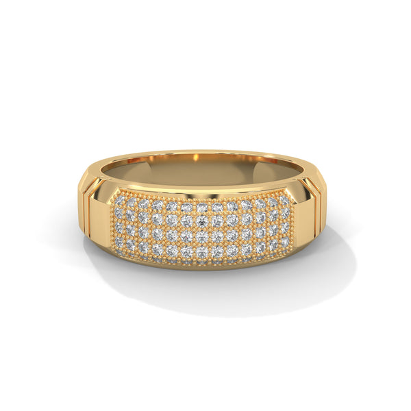 “Experience bold luxury with this gold men’s diamond ring, featuring dazzling pavé brilliance crafted for timeless style, confidence, and premium elegance.”