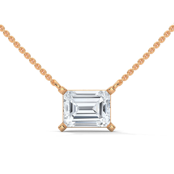 Princess Cut Lab Grown Diamond Gold Pendant Chain