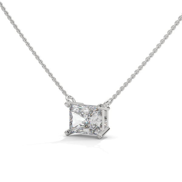 Princess Cut Lab Grown Diamond Gold Pendant Chain