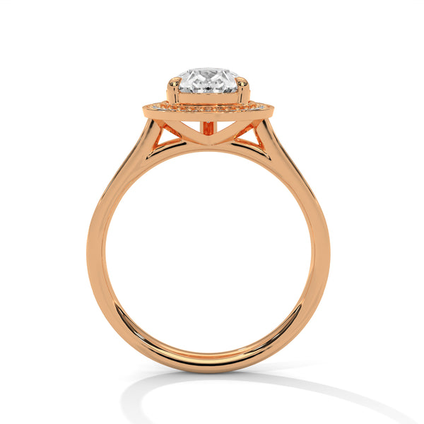 Pear Shaped Three-Stone Lab Grown Diamond Gold Ring