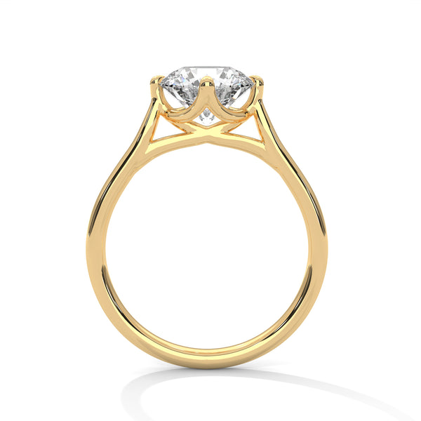 Four-Prong Classic Lab Grown Diamond Gold Ring