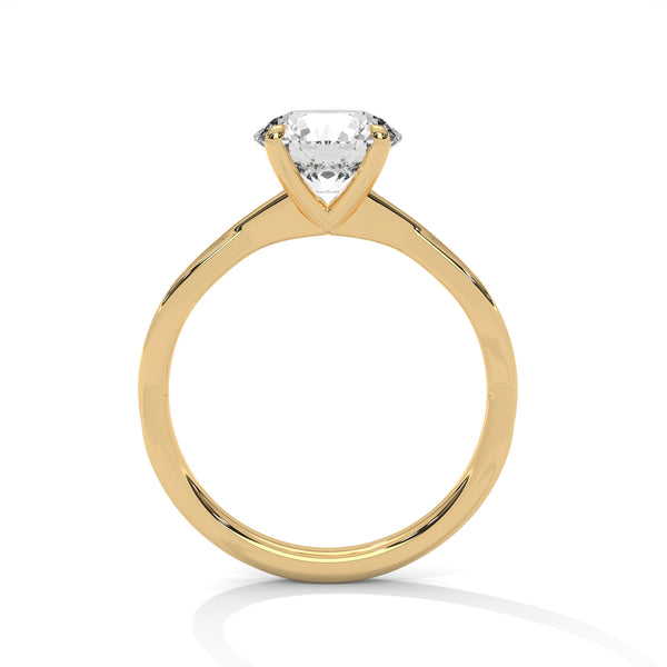 Twist Solitaire Round Cut Lab Grown Diamond Gold Ring