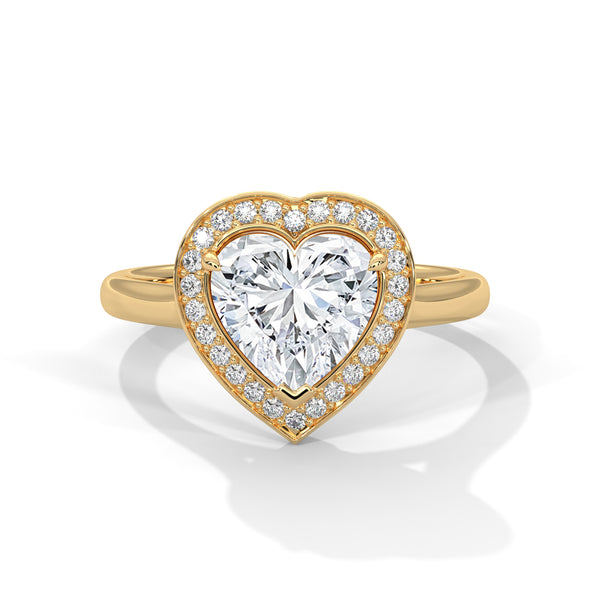 “Amora Ring—heart-shaped diamond brilliance, radiant pavé halo, and romantic white-gold elegance crafted to symbolize pure love, timeless beauty, and unforgettable moments.”