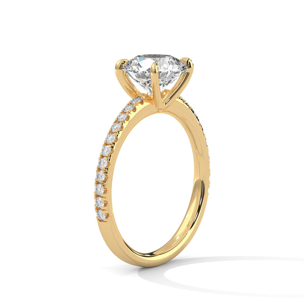 “Celeste Ring—round-cut diamond brilliance, delicate pavé sparkle, and classic white-gold elegance crafted to symbolize timeless beauty, modern romance, and unforgettable moments.”