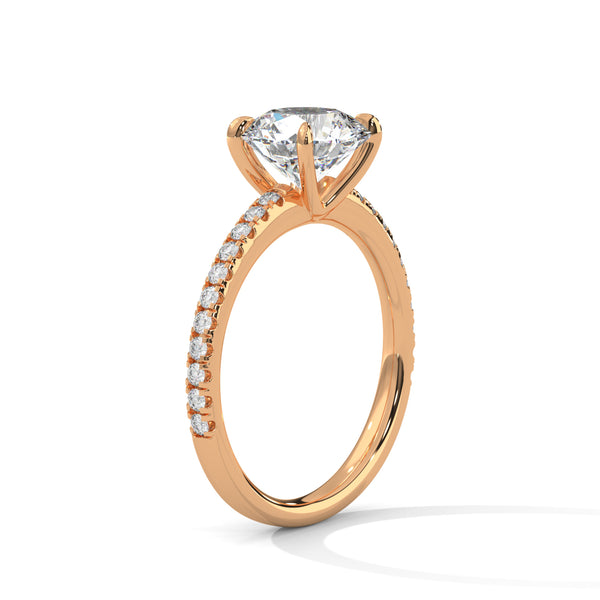 “Celeste Ring—round-cut diamond brilliance, delicate pavé sparkle, and classic white-gold elegance crafted to symbolize timeless beauty, modern romance, and unforgettable moments.”