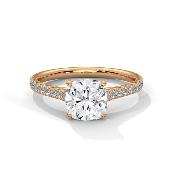 “Lumière Ring—cushion-cut diamond brilliance, pavé-band sparkle, and refined white-gold elegance crafted to symbolize timeless beauty, radiant love, and unforgettable moments.”