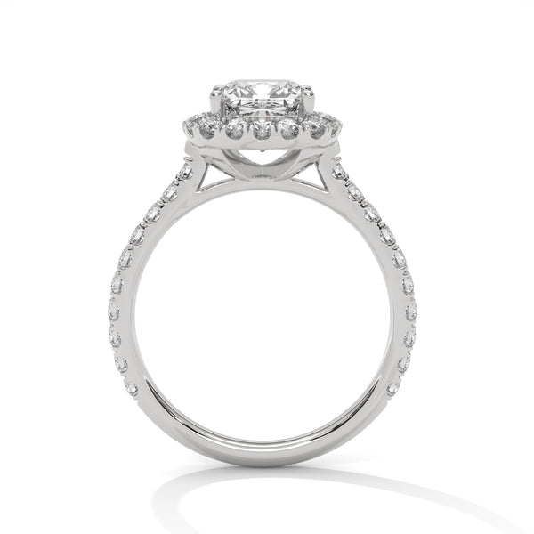 Cushion Cut Pave Set Lab Grown Diamond Gold Ring