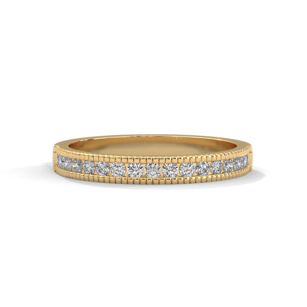 “Milgrain diamond wedding band crafted in sleek white gold, delivering timeless brilliance, refined elegance, and everyday luxury for modern forever moments.”