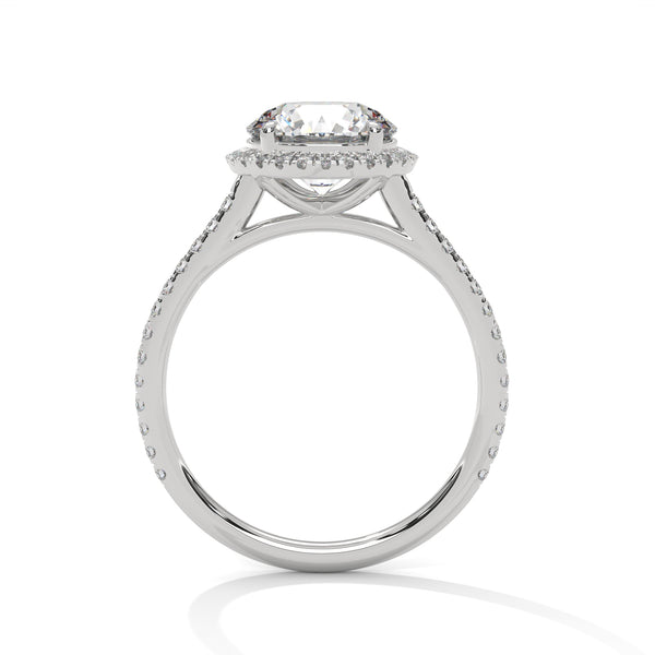 Round Lab Grown Diamond Gold Ring Pave Perfection in a Timeless Halo Design