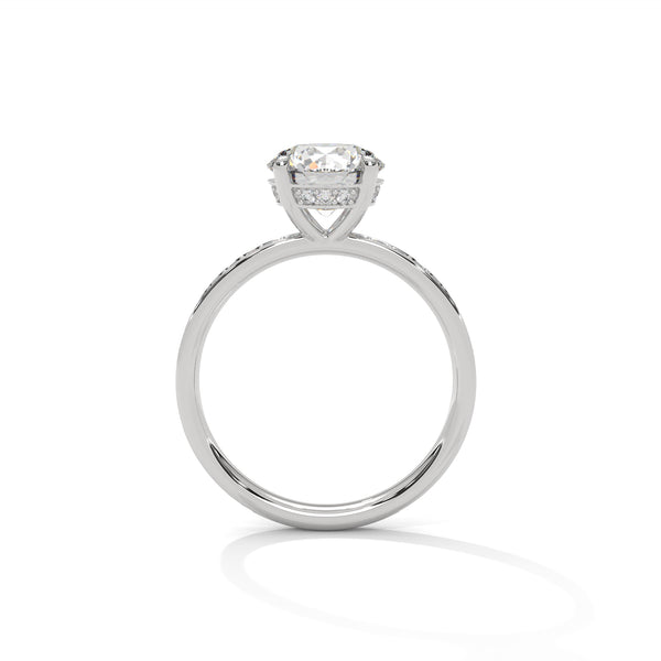 Four-Prong Cathedral Set Round Pave Lab Grown Diamond Gold Ring