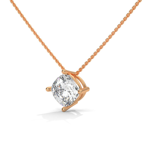 Cushion Cut Lab Grown Diamond Gold Pendant Chain