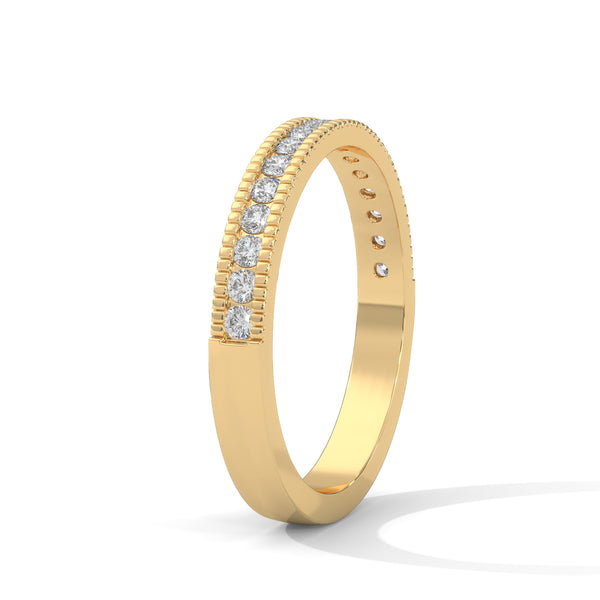 “Milgrain diamond wedding band crafted in sleek white gold, delivering timeless brilliance, refined elegance, and everyday luxury for modern forever moments.”
