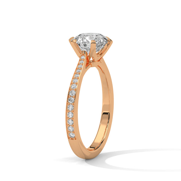 Classic Six-Prong Lab Grown Diamond Gold Ring